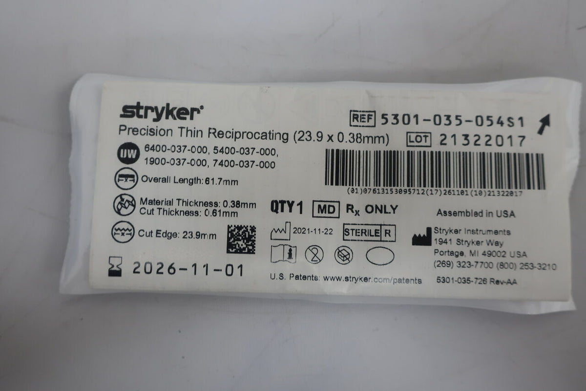 5301-035-054S1 - STRYKER - precision thin reciprocating, (EA)