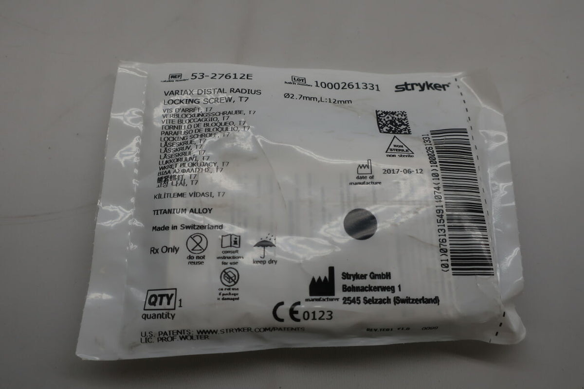 53-27612E - STRYKER - 53-27612E : Variax Distal Radius Locking Screw, T7, (EA)