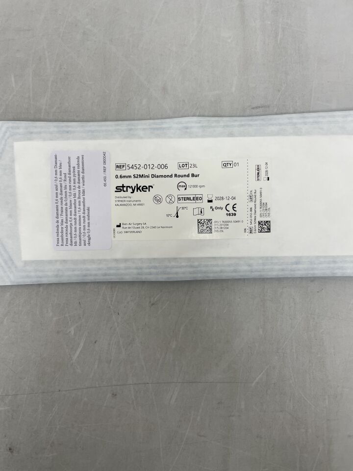 5452-012-006 - STRYKER - S2 Mini Round Diamond Cutting Burr, 0.6mm, (EA) - ( Expiry Date: 2028-12-04 )