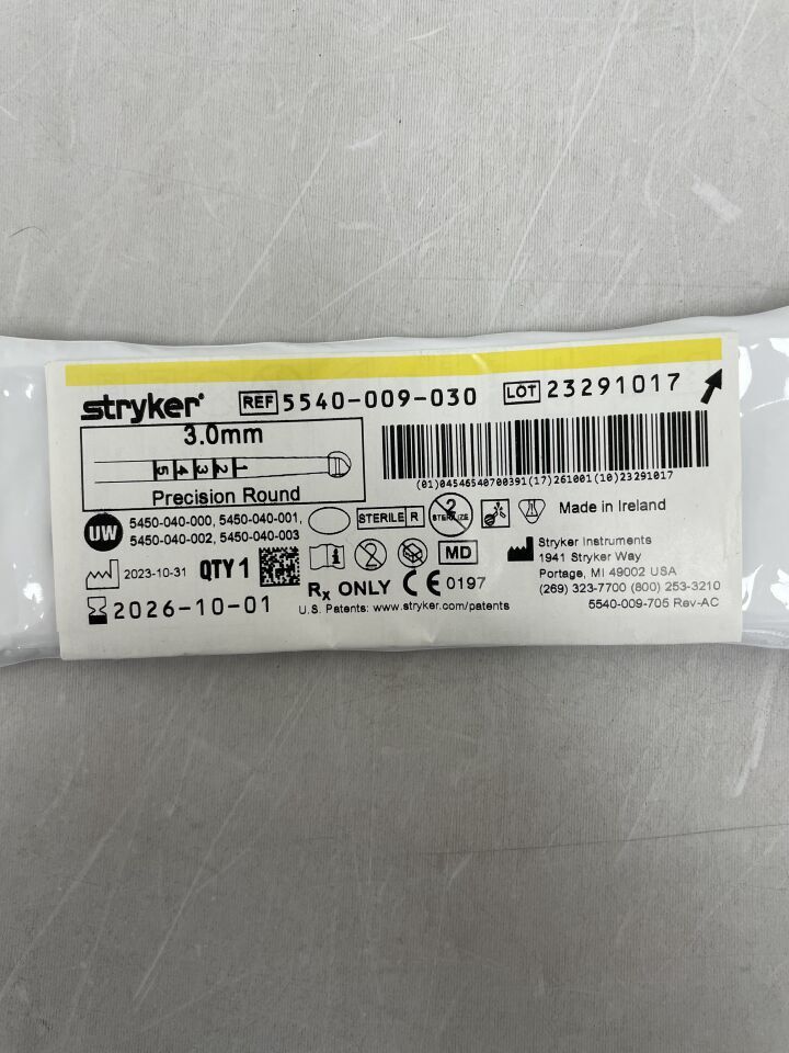 5540-009-030 - STRYKER - S2 Precision Round Bur, Two-Flutes 3.0mm, (EA) - ( Expiry Date: 2026-10-01 )
