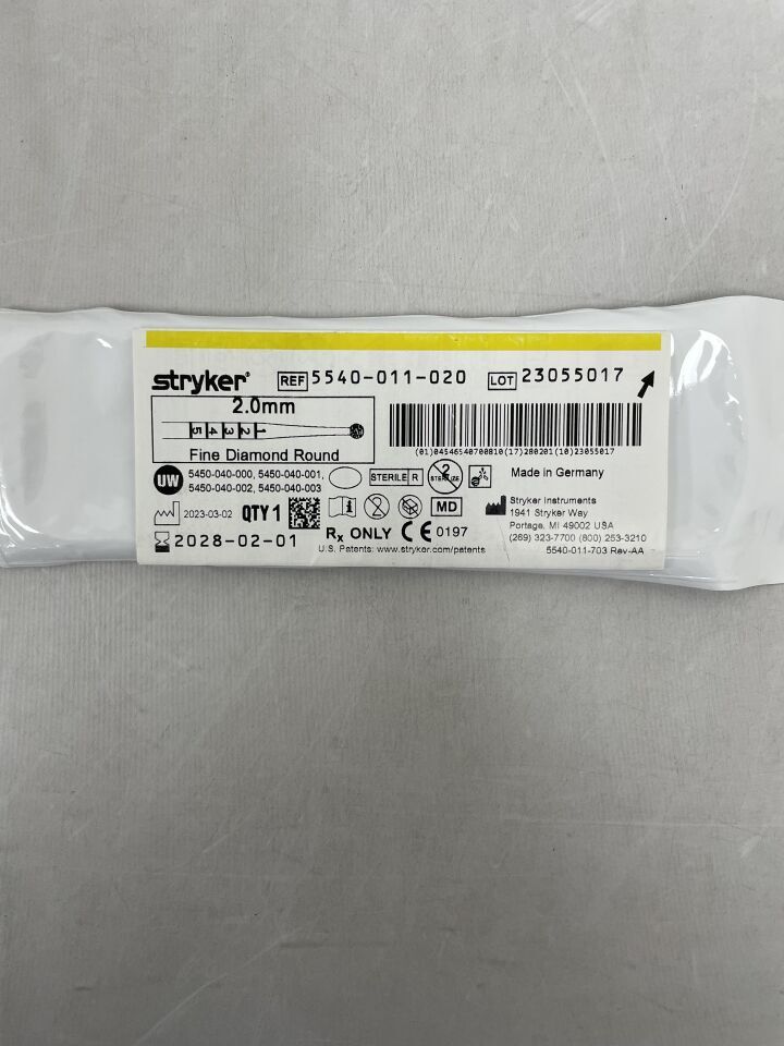 5540-011-020 - STRYKER - S2 Fine Diamond Round Bur 2.0mm, (EA) - ( Expiry Date: 2028-02-01 )