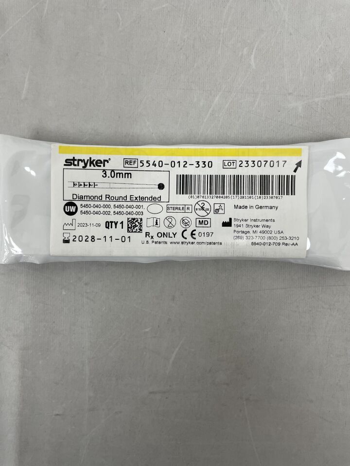 5540-012-330 - STRYKER - S2 Diamond Round Bur, Extended 3.0mm, (EA) - ( Expiry Date: 2028-11-01 )