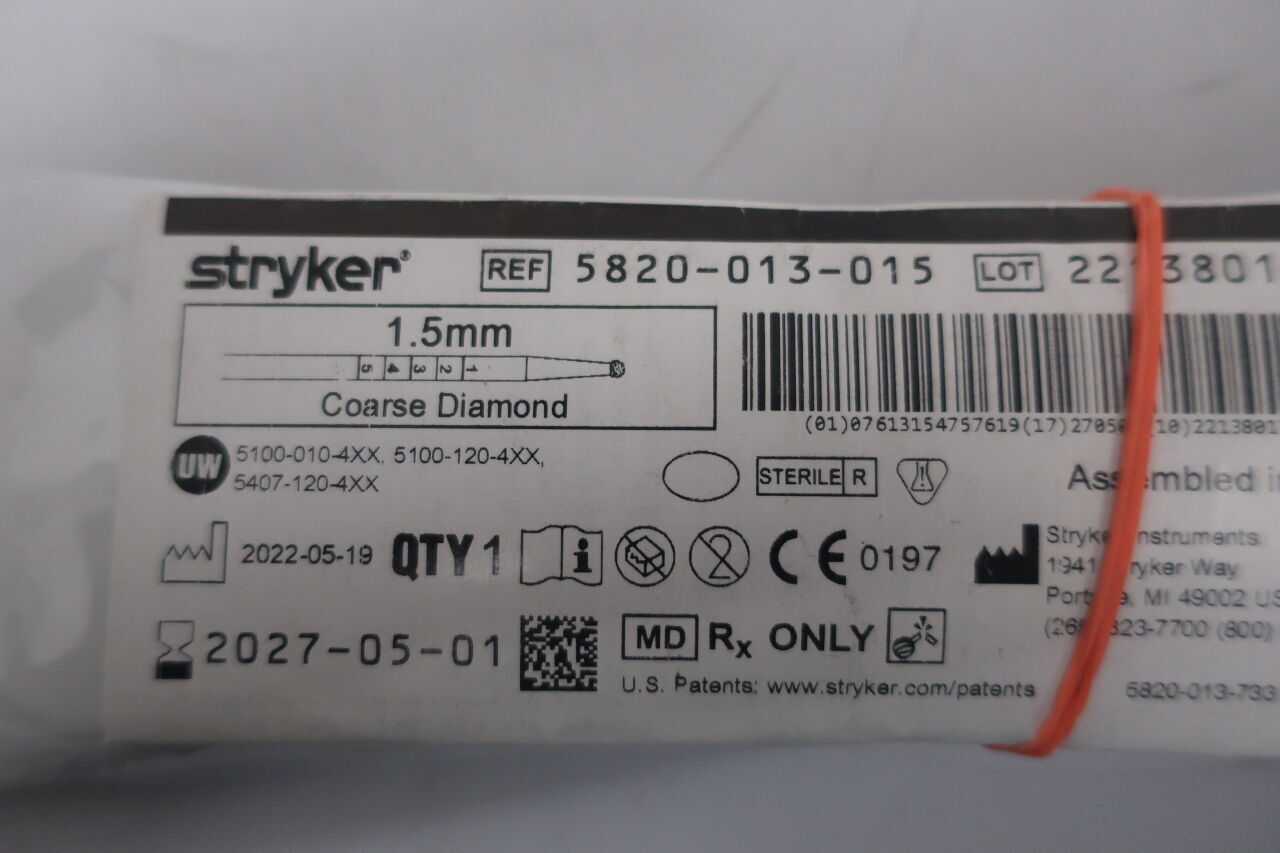 5820-013-015 - STRYKER - 1.5mm coarse diamond , (EA) - ( Expiry Date: 2027-05-01 )