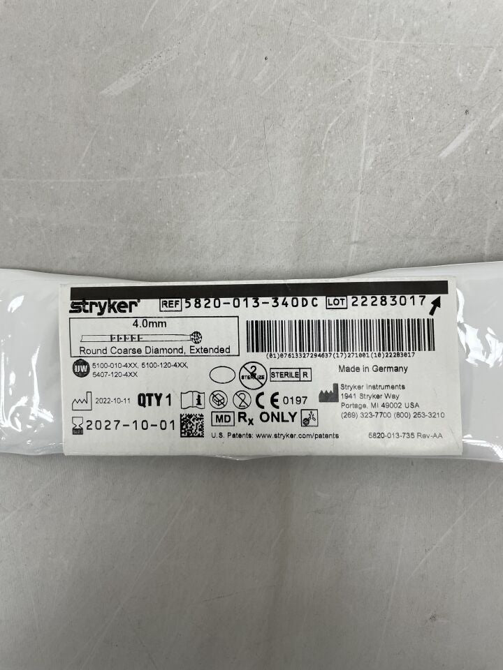 5820-013-340DC - STRYKER - 4.0mm Round Coarse Diamond, Extended, (EA) - ( Expiry Date: 2027-10-01 )