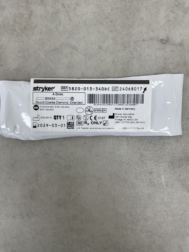 5820-013-340DC - STRYKER - 4.0mm Round Coarse Diamond, Extended, (EA) - ( Expiry Date: 2029-03-01 )