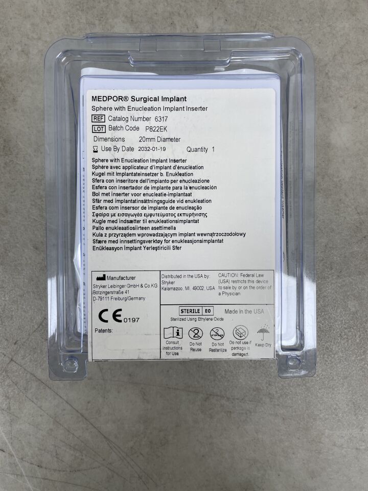 6317 - STRYKER - Medpor Surgical Implant Sphere, 20mm, (BX/1) - ( Expiry Date: 2032-01-19 )
