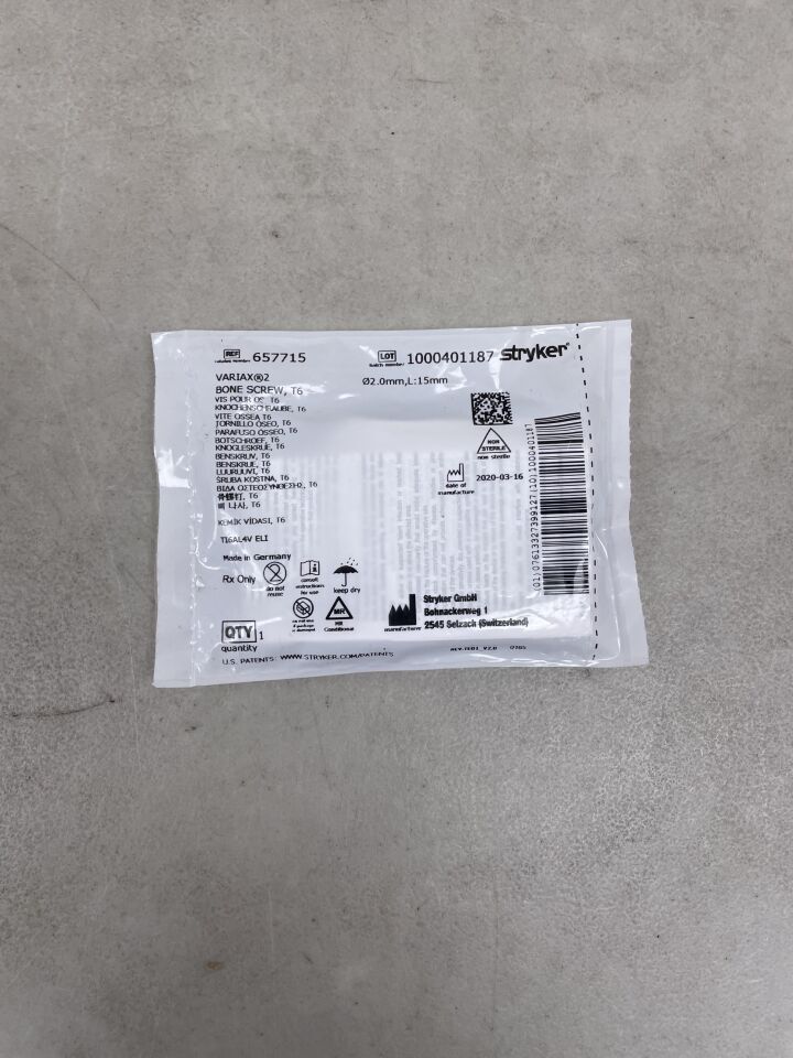 657715 - STRYKER - VariAx 2 Bone Screw, 2.0 x 15mm, (EA) - ( Expiry Date: 2099-12-31 )