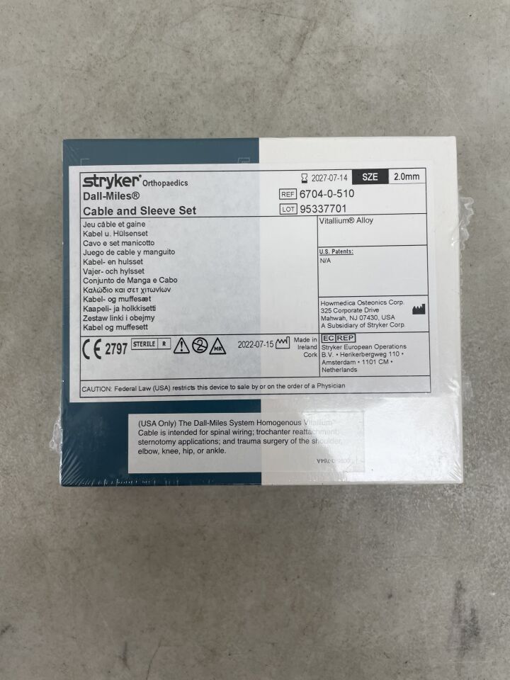 6704-0-510 - STRYKER - Vitallium Cable/Sleeve Set, 2 mm Size, (BX/1) - ( Expiry Date: 2027-07-14 )