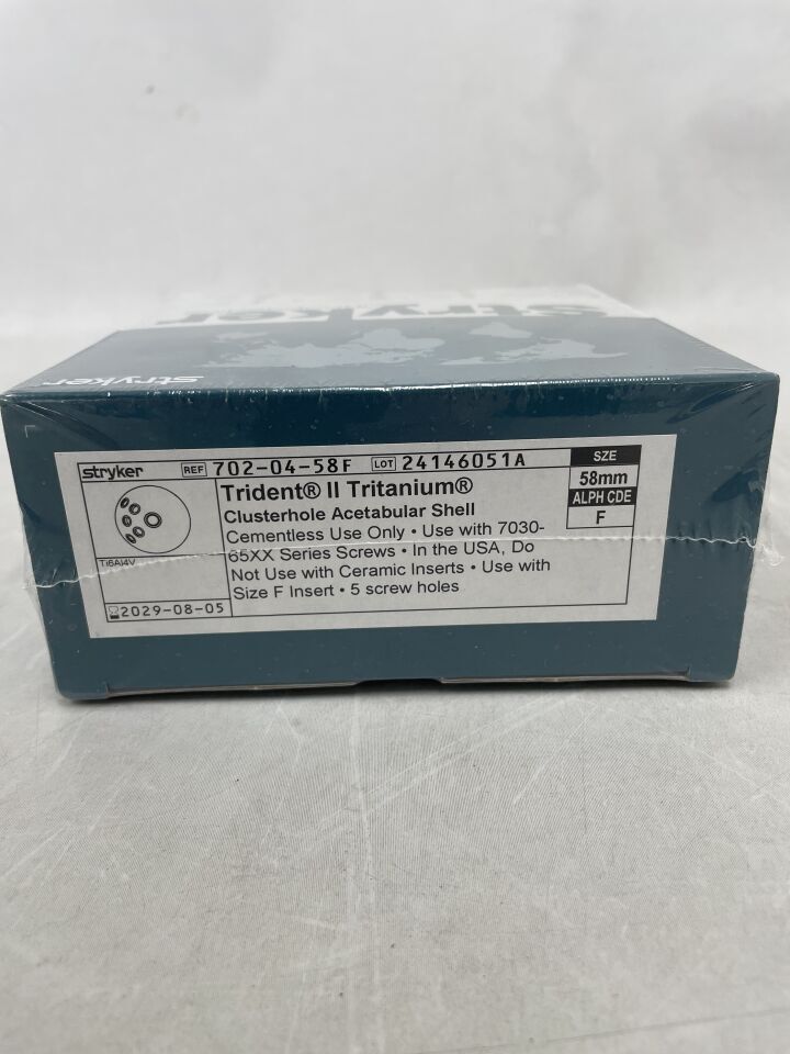 702-04-58F - STRYKER - Trident II Tritanium Clusterhole Acetabular Shell, 58mm, F, (BX/1) - ( Expiry Date: 2029-08-05 )