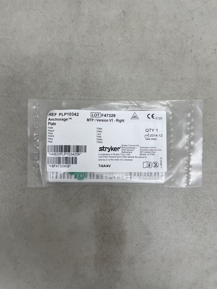 PLP10342 - STRYKER - Anchorage Plate, MTP/Version 2 - Right, (EA) - ( Expiry Date: 2099-12-31 )