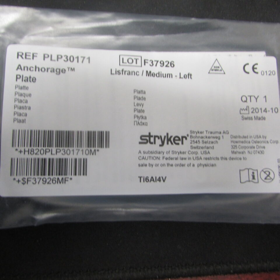PLP30171 - STRYKER - Anchorage plate, Lisfranc/Medium - Left, (EA) - ( Expiry Date: 2030-01-06 )