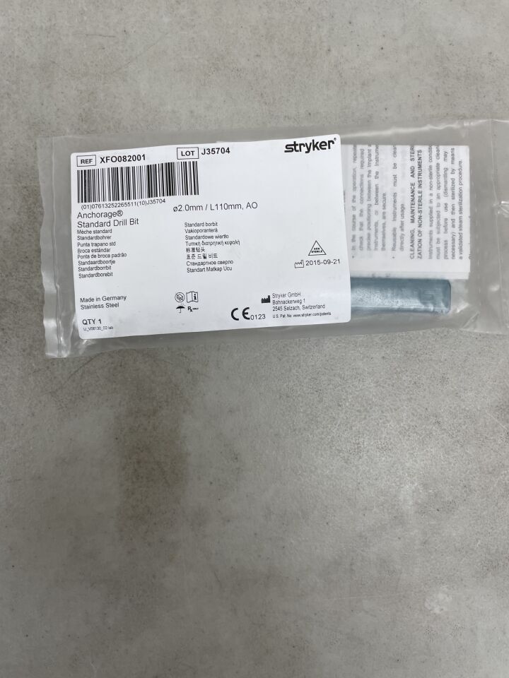 XFO082001 - STRYKER - Standard Drill Bit, 2 x 110mm, (EA) - ( Expiry Date: 2099-12-31 )