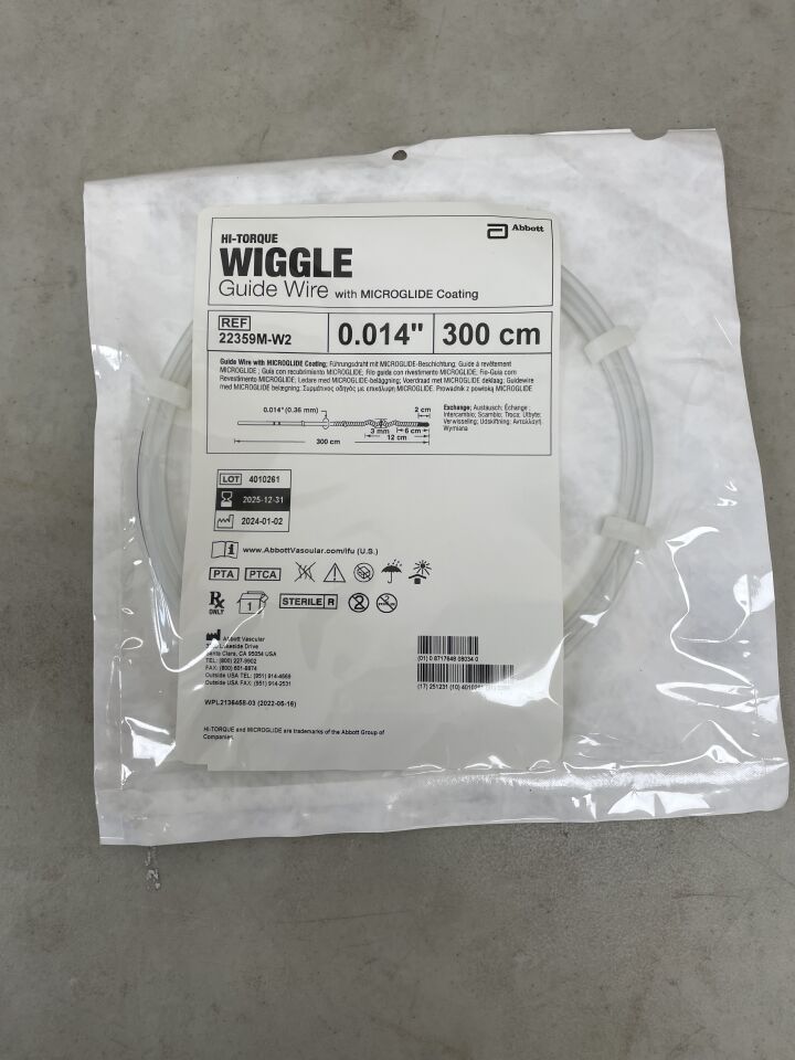 22359M-W2 - ABBOTT - Hi-Torque Wiggle Guide Wire, MicroGlide: 0.014" x 300cm, 2cm Tip, (EA) - ( Expiry Date: 2025-12-31 )