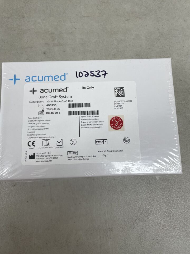 BG-8020-S - ACUMED - 10mm Bone Graft Drill, (BX/1) - ( Expiry Date: 2025-11-26 )