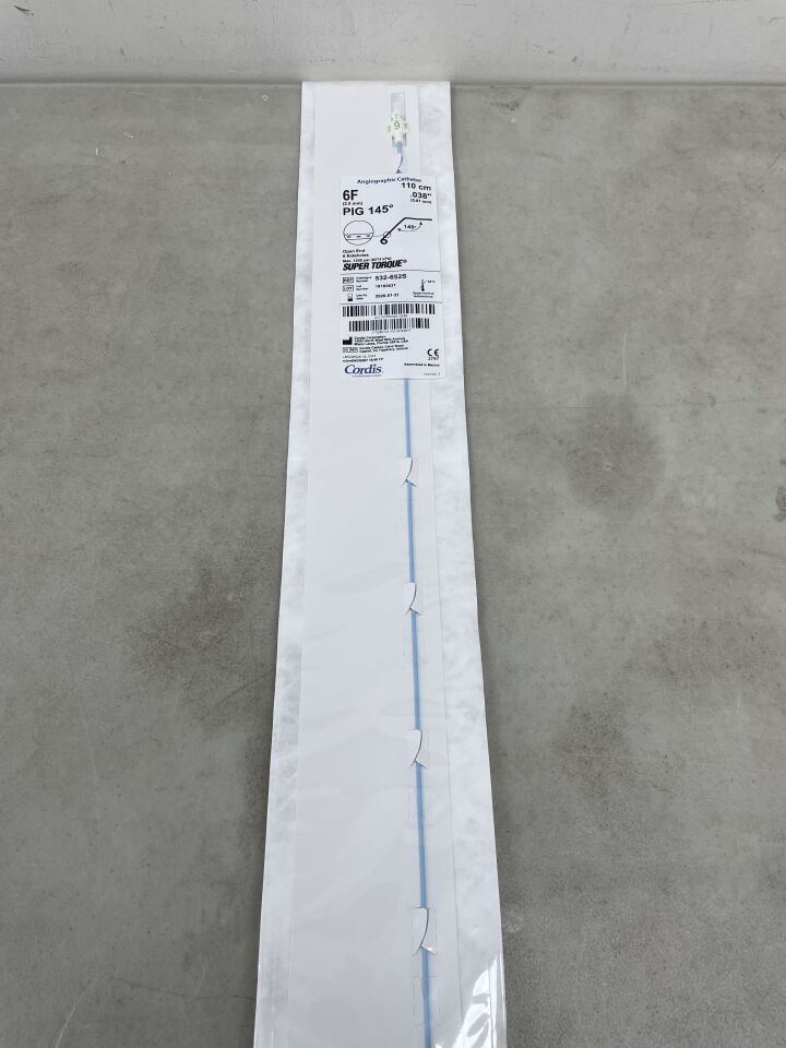 532-652S - CORDIS - Super Torque Angiographic Catheter - PIG 145 Degree - 6Fr x .038" x 110cm, (EA) - ( Expiry Date: 2026-01-31 )