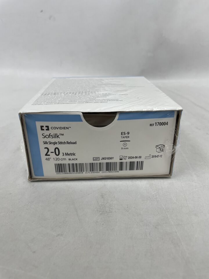 170004 - COVIDIEN - 2-0 Medtronic Endo Stitch Sofsilk black 48" ES-9 taper, (BX/12) - ( Expiry Date: 2026-06-30 )