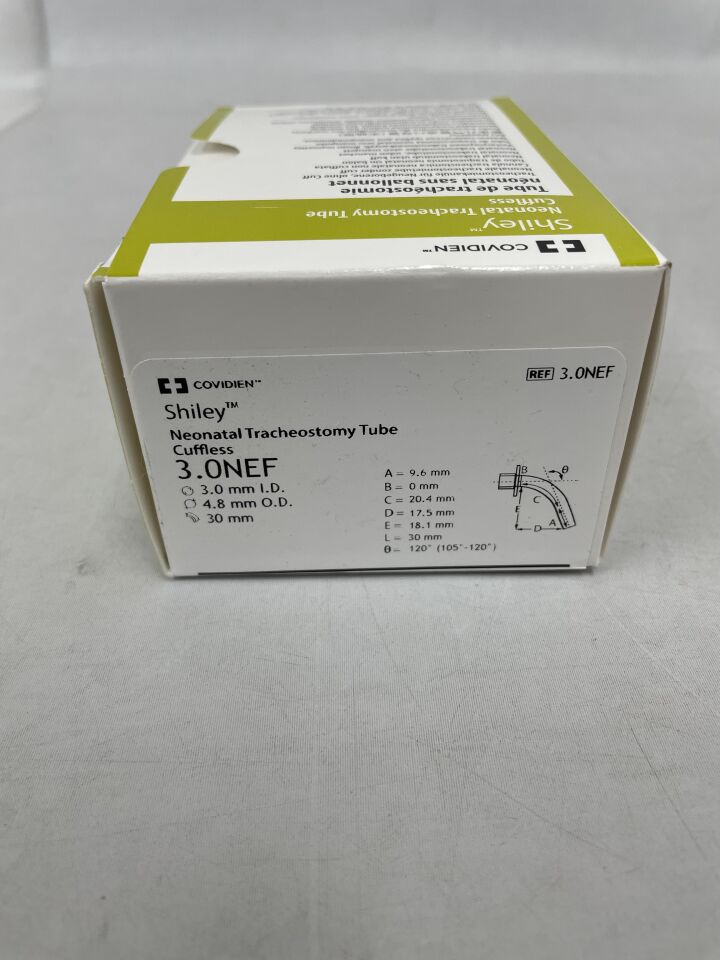 3.0NEF - COVIDIEN - Shiley Neonatal Tracheostomy Tube, Cuffless 3.0mm, (BX/1) - ( Expiry Date: 2026-05-04 )