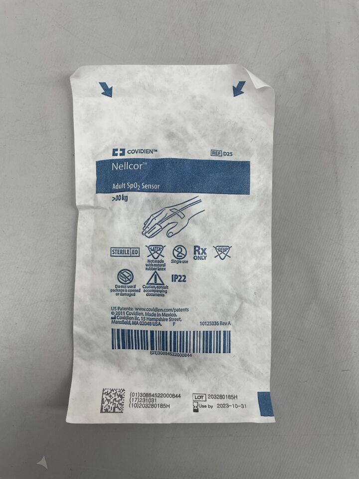 D25 - COVIDIEN - Oxisensor II Adult SpO2 Sensor, (EA) - ( Expiry Date: 2025-02-28 )