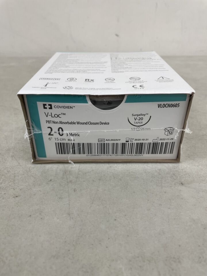 VLOCN0605 - COVIDIEN - 2-0 Medtronic V-Loc PBT blue 6" V-20 taper (Non-Absorbable), (BX/12) - ( Expiry Date: 2025-10-31 )