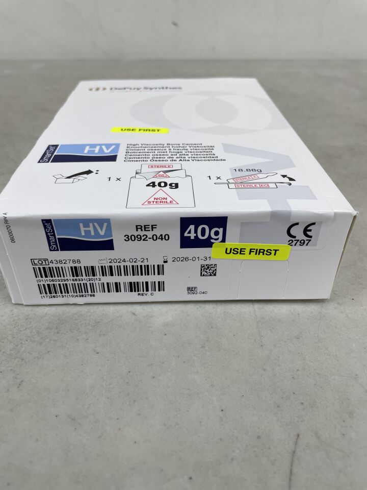 3092-040 - DEPUY - Smartset HV High Viscosity Bone Cement, 40 g, (BX/1) - ( Expiry Date: 2026-01-31 )