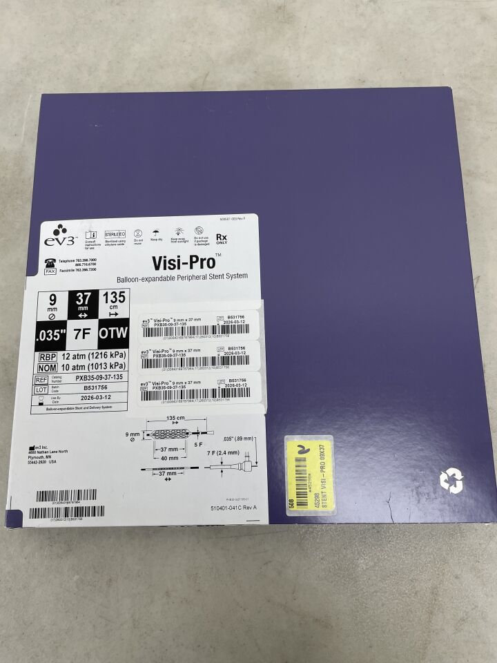 PXB35-09-37-135 - EV3 - Visi-Pro Balloon-Expandable Peripheral Stent System - OTW - 9mm x 37mm x 135cm, (BX/1) - ( Expiry Date: 2026-03-12 )