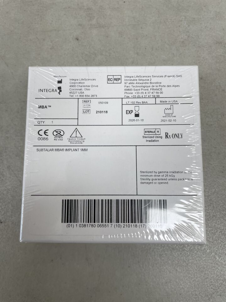 50109 - INTEGRA - Subtalar MBA, Implant 9mm, (BX/1) - ( Expiry Date: 2026-01-10 )