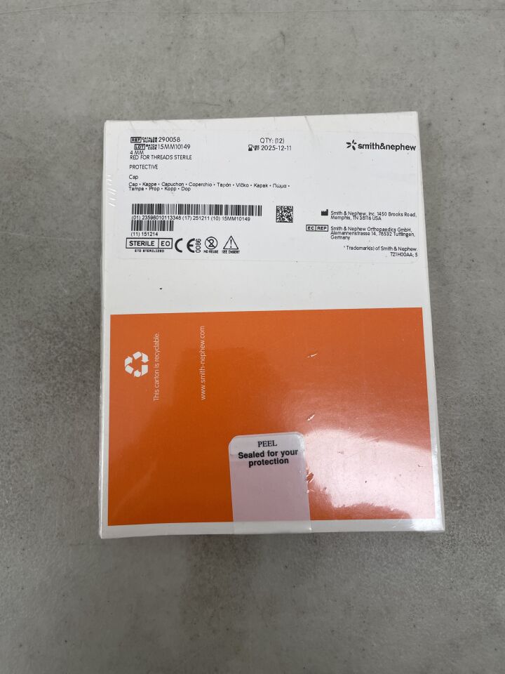 290058 - SMITH & NEPHEW - Protective Cap, 4mm, Red for Threads, (BX/12) - ( Expiry Date: 2025-12-11 )