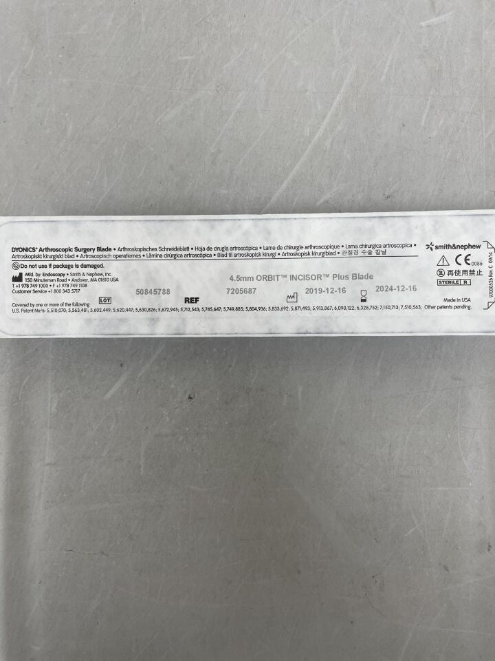 7205687 - SMITH & NEPHEW - Dyonics Arthroscopic Surgery Blade 4.5mm, (EA) - ( Expiry Date: 2025-06-03 )