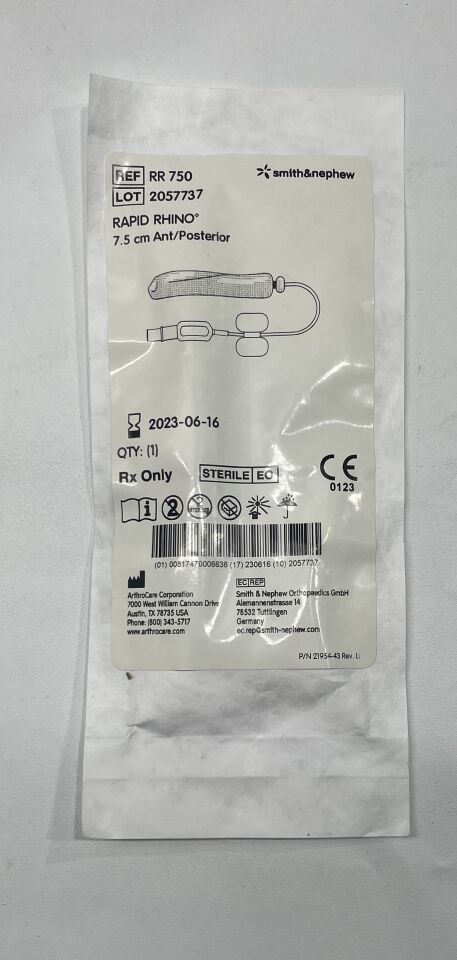 RR750 - SMITH & NEPHEW - Rapid Rhino 7.5CM ANTERIOR/POSTERIOR, (EA) - ( Expiry Date: 2024-12-08 )