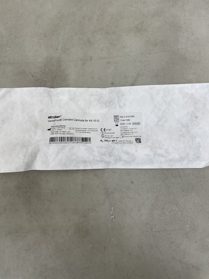 0306-410-000 - STRYKER - VertePort Cement Cannula for Kit 10G, (EA) - ( Expiry Date: 2025-11-09 )