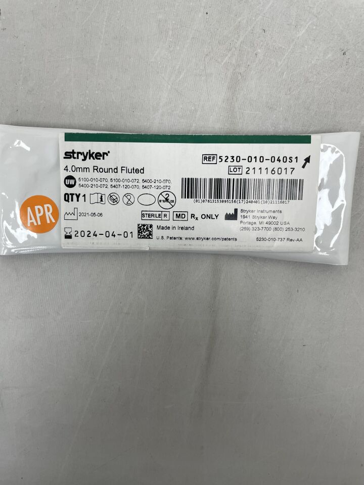 5230-010-040S1 - STRYKER - Round Fluted Burr, 4mm, (EA) - ( Expiry Date: 2024-04-01 )