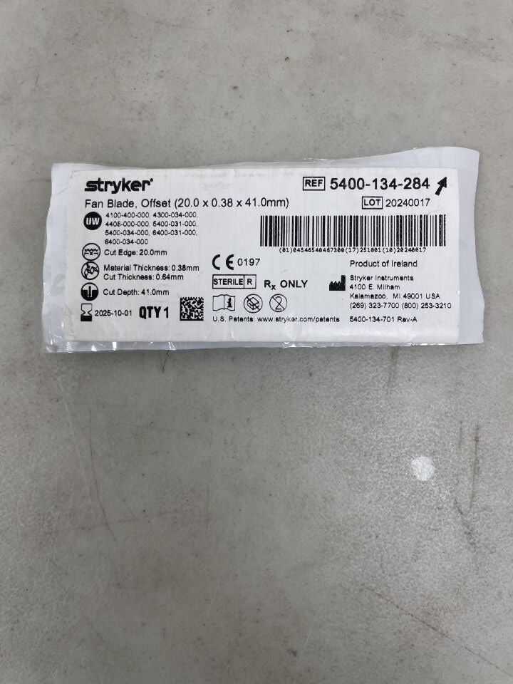 5400-134-284 - STRYKER - Coarse OffSet Fan Blade, 0.38 mm Thickness, 20 mm Cut Edge, (EA) - ( Expiry Date: 2025-10-01 )