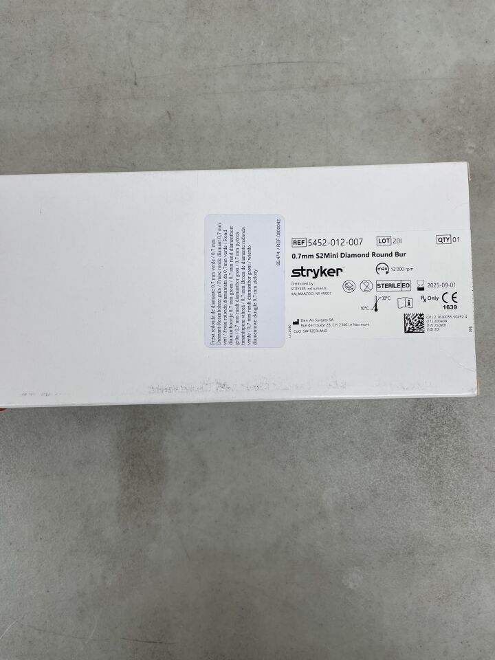 5452-012-007 - STRYKER - S2 Mini Diamond Round Bur 1mm x 0.7mm, (BX/1) - ( Expiry Date: 2025-09-01 )