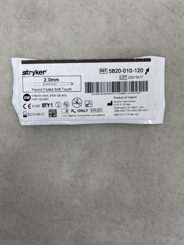 5820-010-120 - STRYKER - Round Fluted Burr, 2 mm Head Diameter, Soft Touch, (EA) - ( Expiry Date: 2023-08-01 )