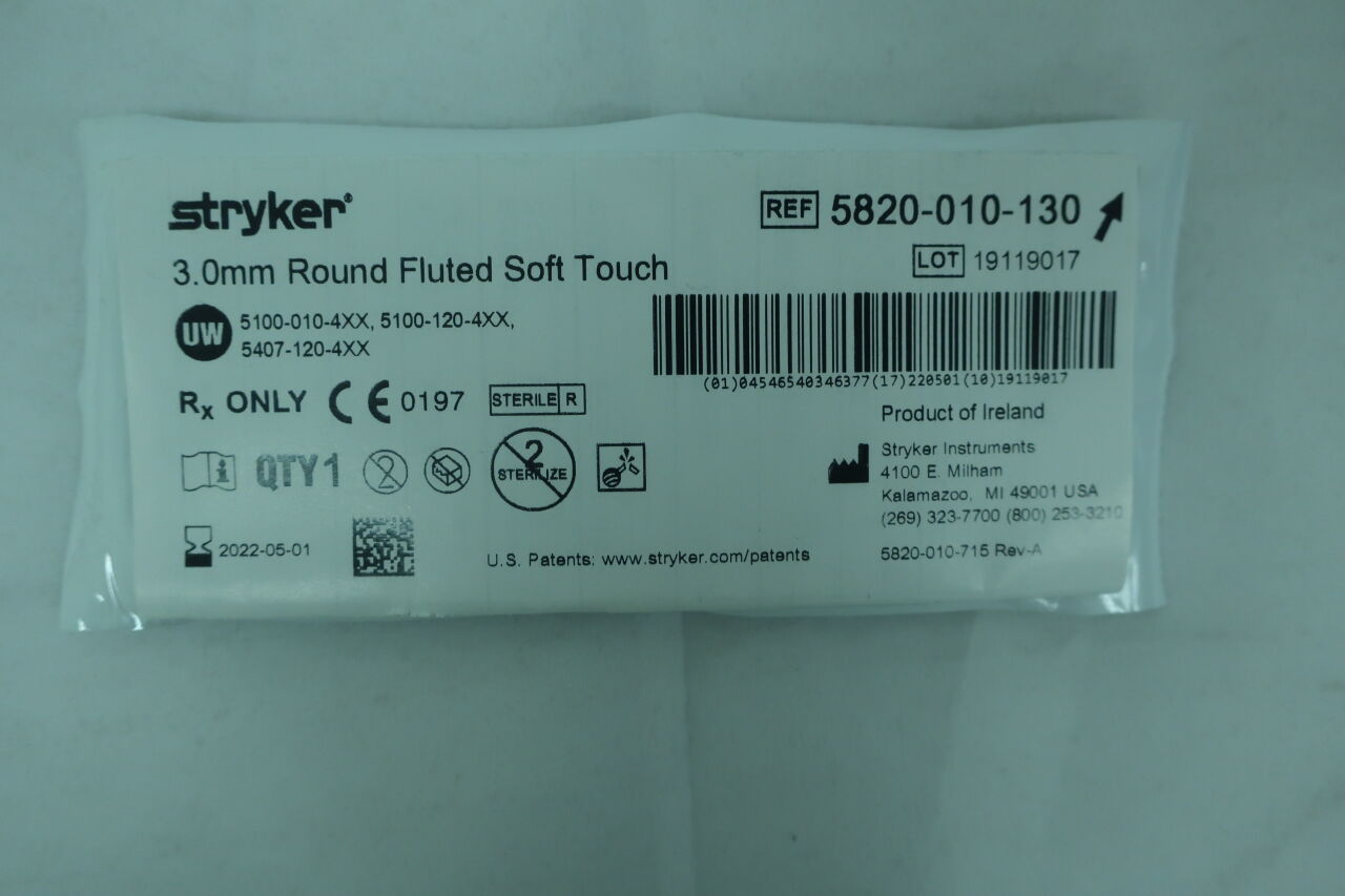5820-010-130 - STRYKER - Round Fluted Burr, 3 mm Head Diameter, Soft Touch, (EA) - ( Expiry Date: 2026-06-01 )