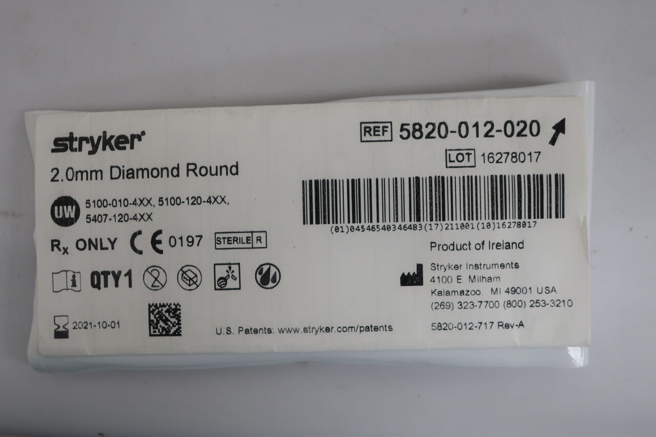 5820-012-020 - STRYKER - Elite Round Diamond Burr, 2 mm Head Diameter, (EA) - ( Expiry Date: 2025-10-01 )
