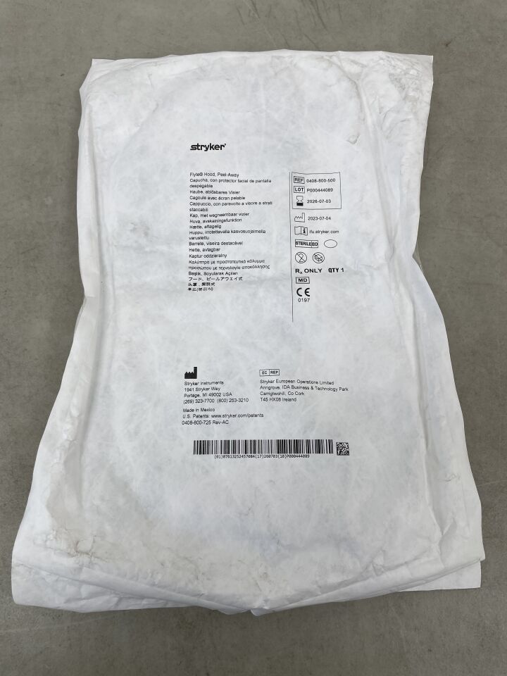 0408-800-500 - STRYKER - Flyte Steri-Shield Surgical Hood, Sterile, Single-Use, AAMI Level 4 Protection, (EA)