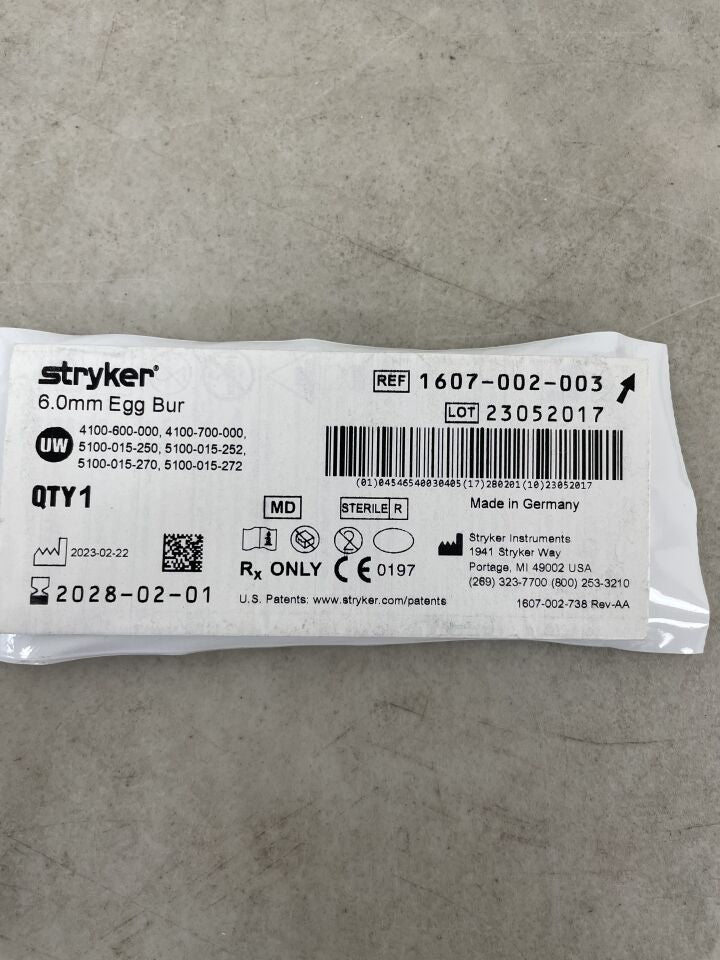 1607-002-003 - STRYKER - Egg Bur, 6.0mm, (EA)
