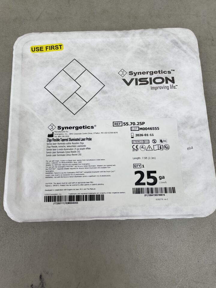 55.70.25P - SYNERGETICS - 25G Flexible Tapered Illuminated Laser Probe, (EA) - ( Expiry Date: 2026-01-11 )