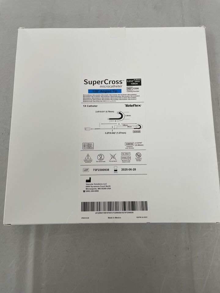 5306 - TELEFLEX - SuperCross Microcatheter 2.4F x 130cm, Coiled, 120 Degree, (BX/1) - ( Expiry Date: 2025-11-07 )