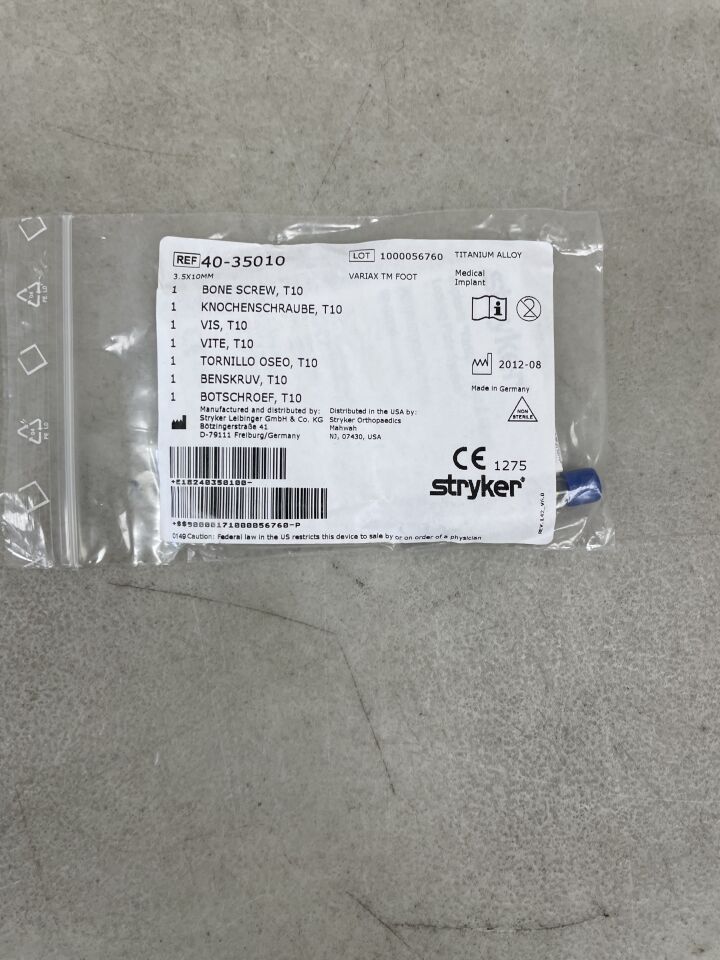 40-35010 - STRYKER - VariAx T10 Non-Locking Bone Screw, 3.5 x 10mm, (EA)