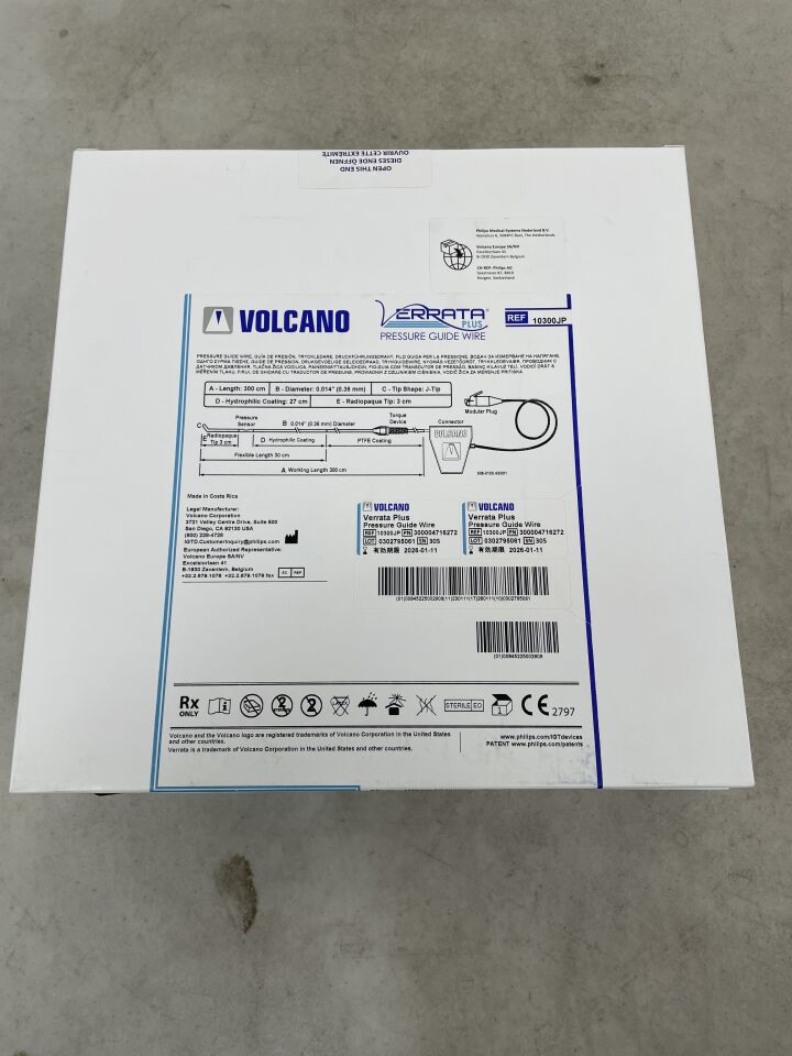 10300JP - VOLCANO - Verrata Plus Pressure Guidewire 0.014" x 300cm, J-Tip, (BX/1) - ( Expiry Date: 2026-01-11 )