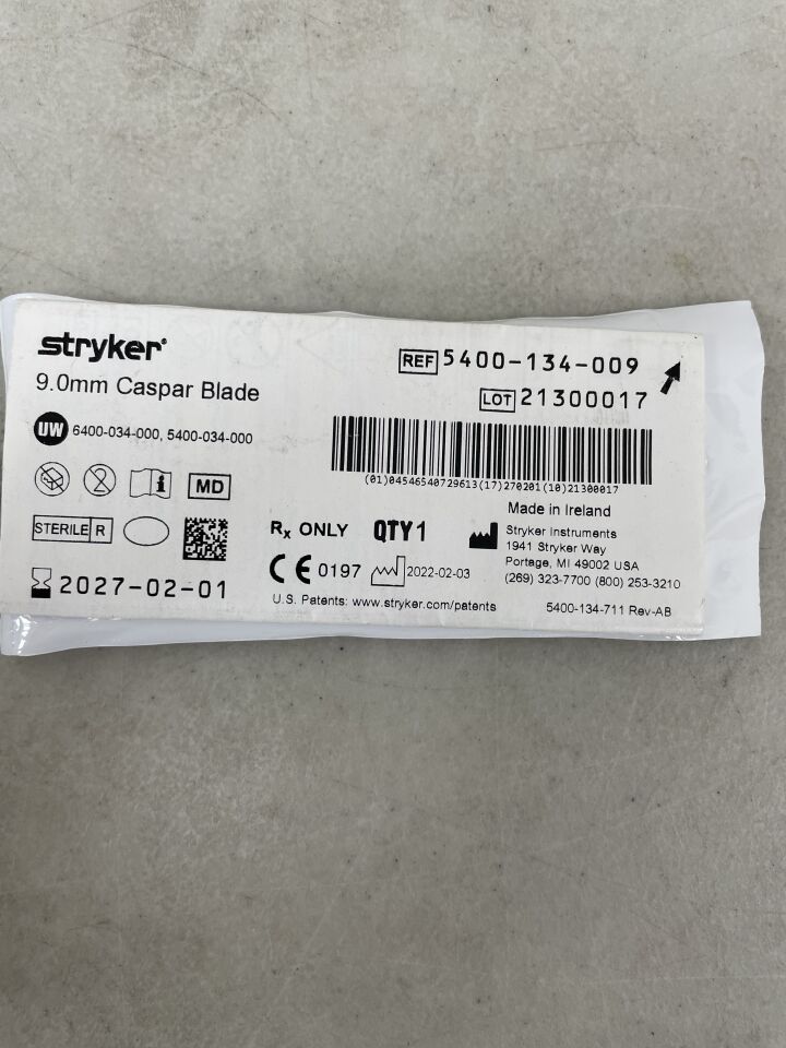 5400-134-009 - STRYKER - Caspar Blade, 20 mm Length, 9 mm Graft Thickness, (EA)