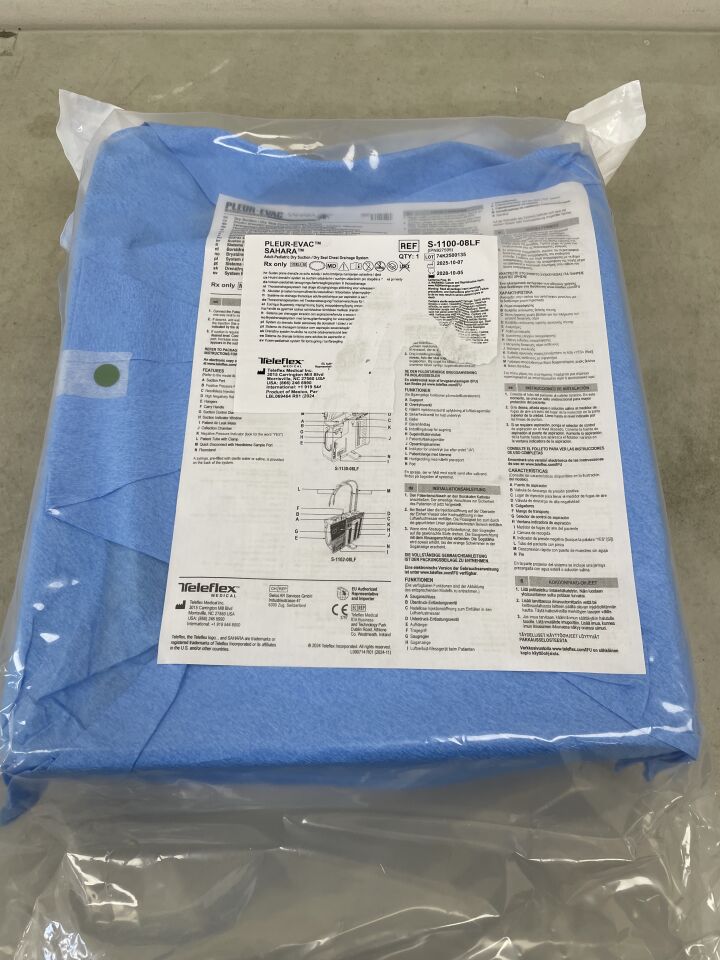 S-1100-08LF - TELEFLEX - Pleur-Evac Sahara Single Collection Chest Drainage System 2000ml, (EA)