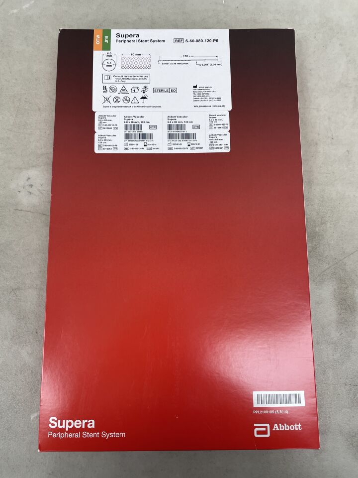 S-60-080-120-P6 - ABBOTT - Supera Peripheral Stent System - OTW - 6.0mm x 80mm x 120cm, (BX/1) - ( Expiry Date: 2024-12-31 )