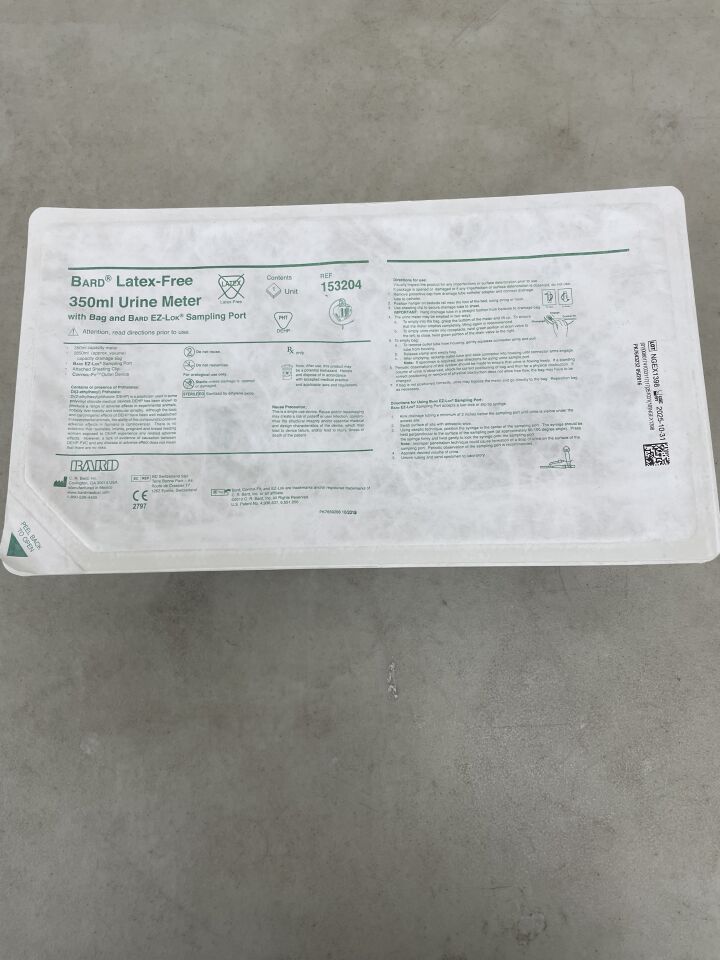 153204 - BARD - Urine Meter, 350ml Meter w/2500ml Drainage Bag, (EA) - ( Expiry Date: 2025-10-31 )