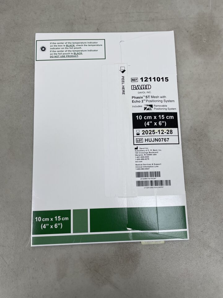 1211015 - BARD - Phasix ST Bioresorbable Mesh w/ECHO 2 Positioning System, 10cm x 15cm (4" x 6") Ellipse, (BX/1) - ( Expiry Date: 2025-12-28 )