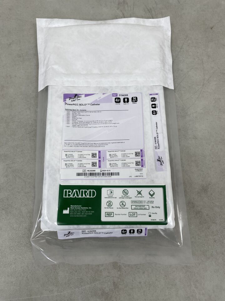 3194355 - BARD - PowerPICC SOLO2 4F Single-Lumen Catheter Kit w/70cm Nitinol Guidewire, Radiology, (EA) - ( Expiry Date: 2025-12-31 )