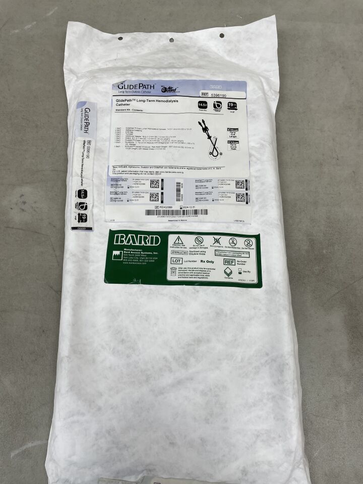 5396190 - BARD - GlidePath LT Hemodialysis Catheter, AlphaCurve, Standard 14.5F / 19cm / 25cm, Preloaded, (EA) - ( Expiry Date: 2024-12-31 )