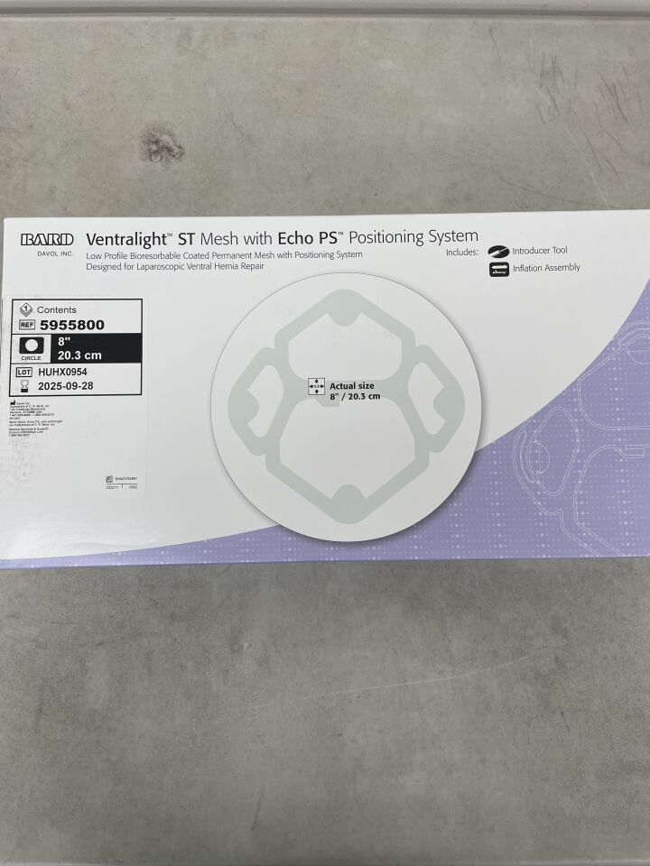 5955800 - BARD - Ventralight ST Mesh with Echo PS: 8" Circle, (BX/1) - ( Expiry Date: 2025-09-28 )